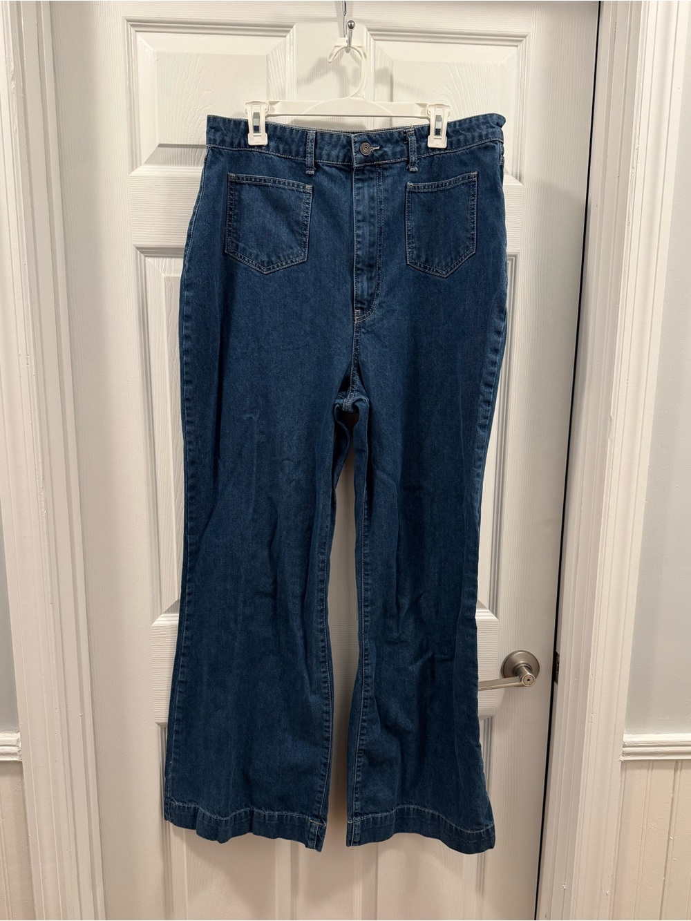 BOOHOO Women’s  High-Rise Wide-Leg front pocket Jeans - Dark Blue size 14
